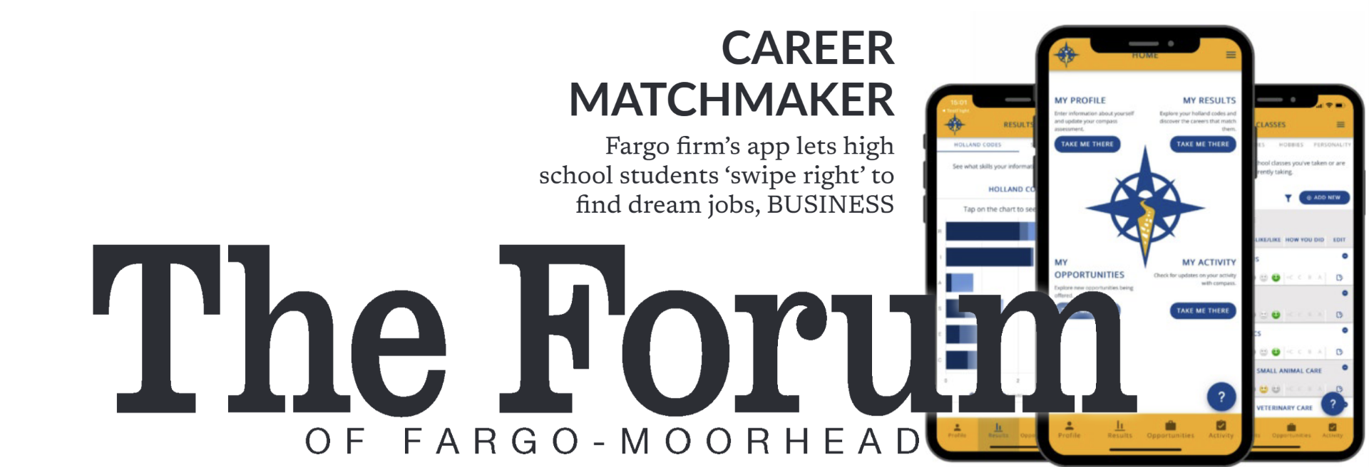 The Forum masthead features an image of the Compass mobile app and a teaser to the Golden Path story.
