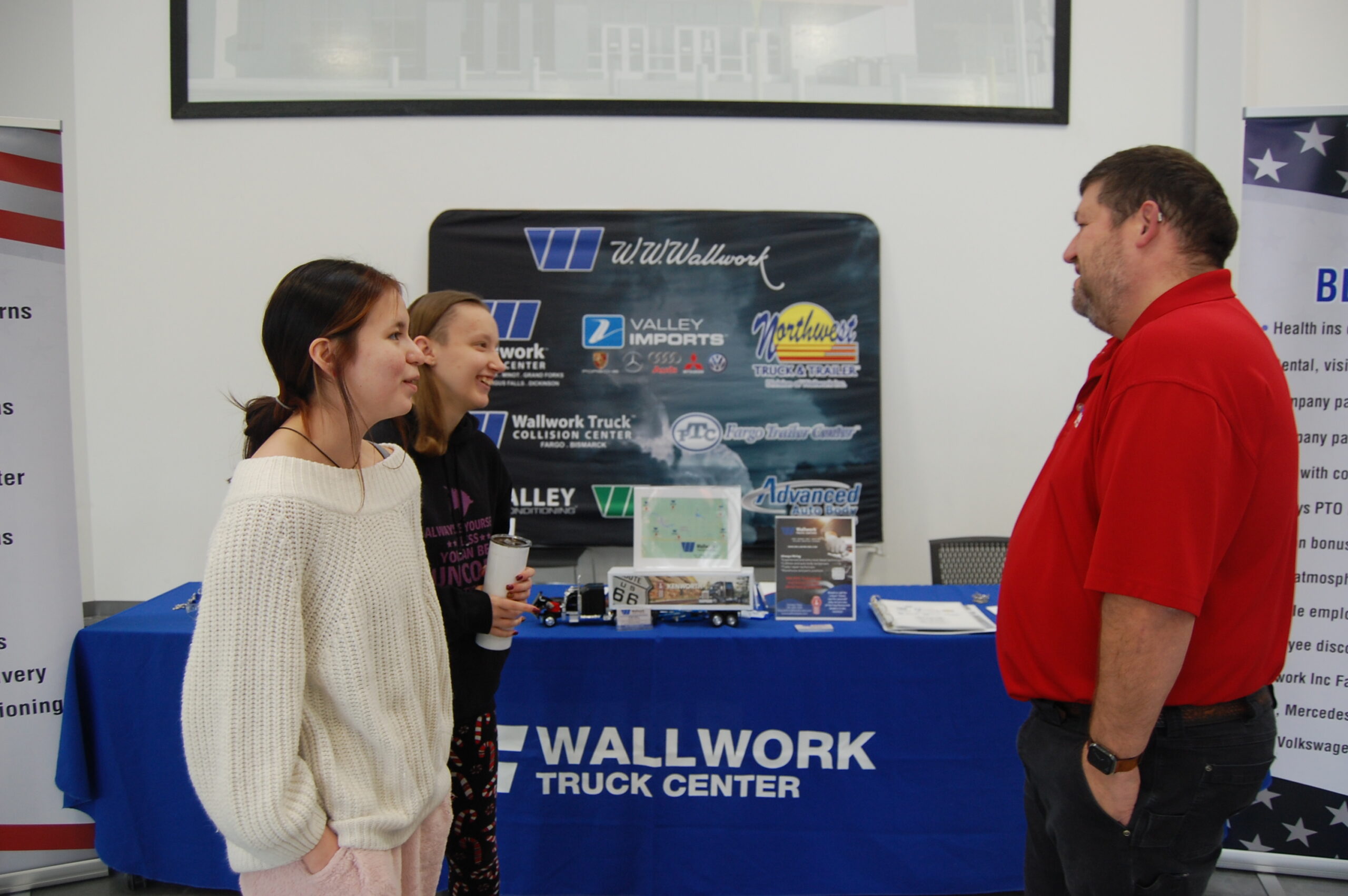 Wallwork career fair Students visit the Wallwork booth at a career fair