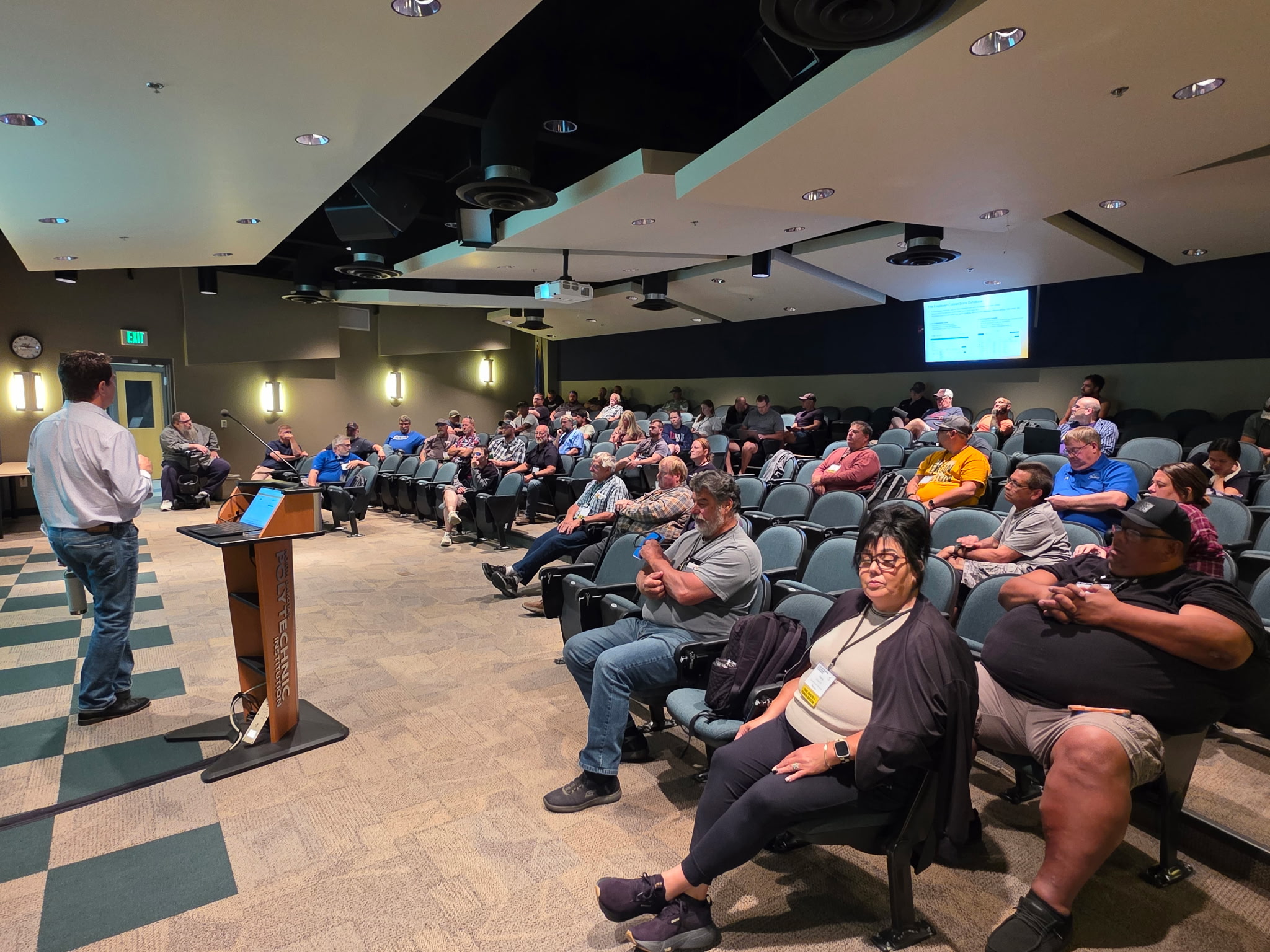 QJCJ6852 Patrick Mineer speaks to a room of educators at the NDCTE PDC in Bismarck